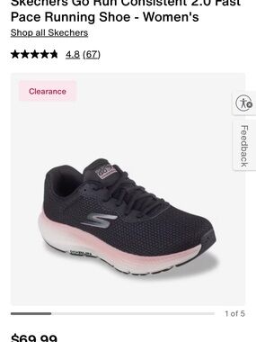 Skechers Women's Black and Pink Mesh Athletic Running Shoe